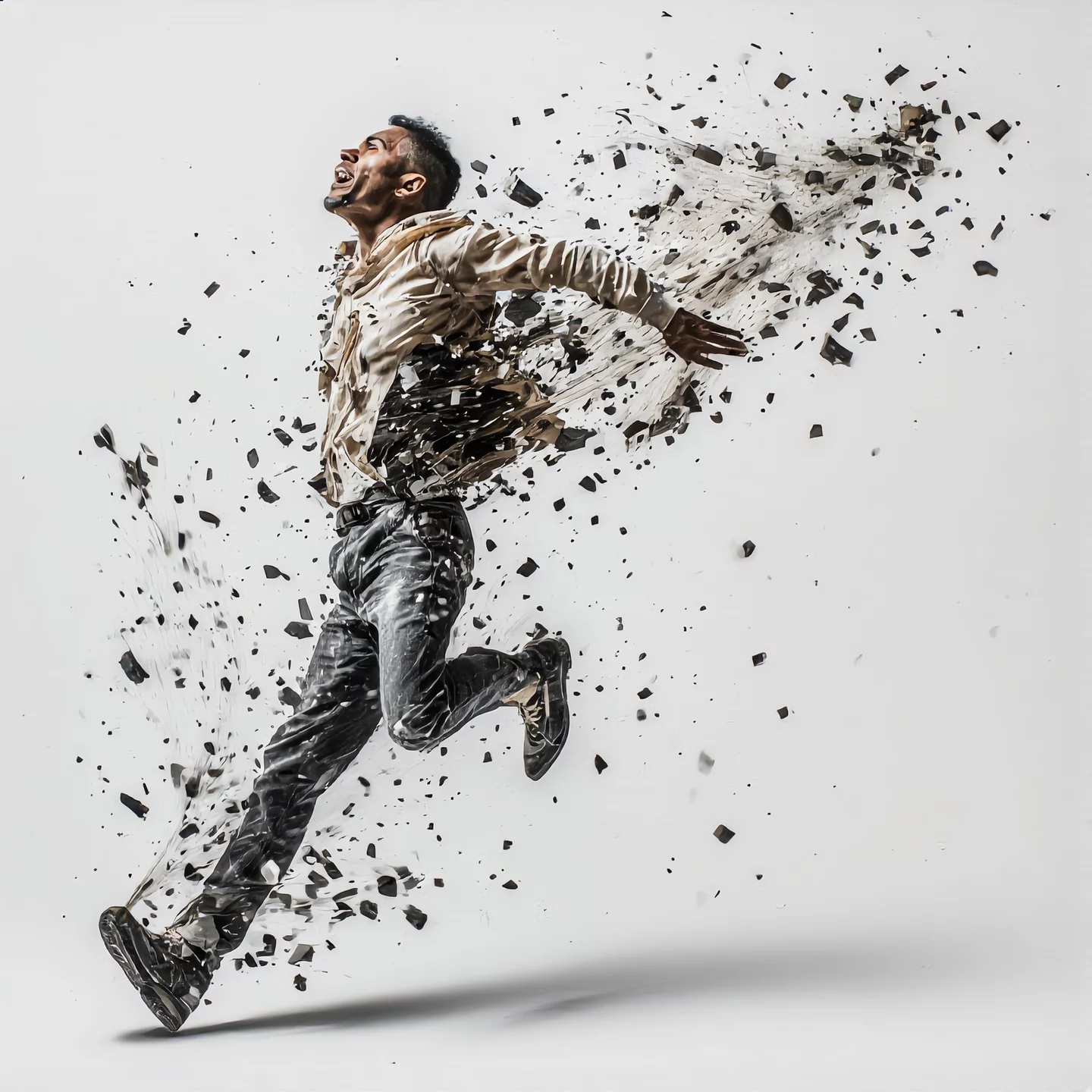 Man Running With Dissolving Effect In Slow Motion Ai Generated Video ...