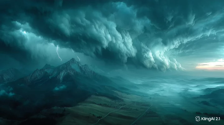 Storm In The Mountains Dramatic Clouds And Lightning | AI Video